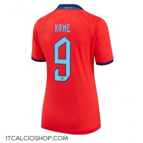 Inghilterra Harry Kane #9 Seconda Maglia Femmina Mondiali 2022 Manica Corta